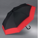 Parapluie allongé rouge et noir profil