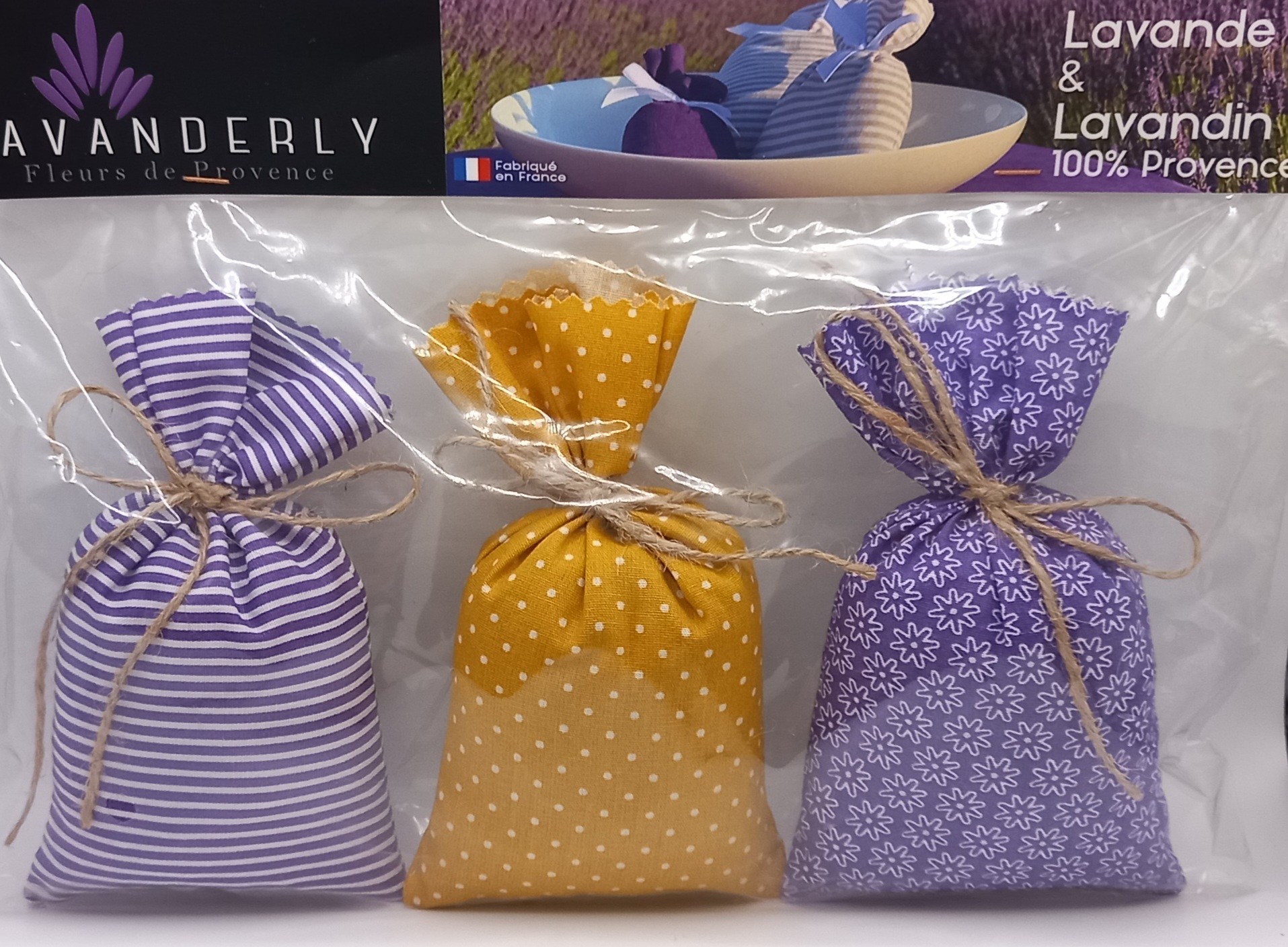 Trio Lavanderly - Tons violet et blanc + jaune - LAVANDE & LAVANDIN -  moulin-dozol-autrand
