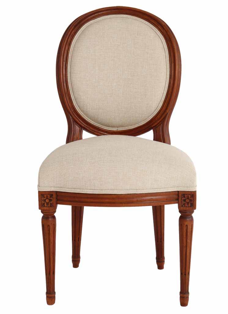 chaise-medaillon-bois-tissu-beige