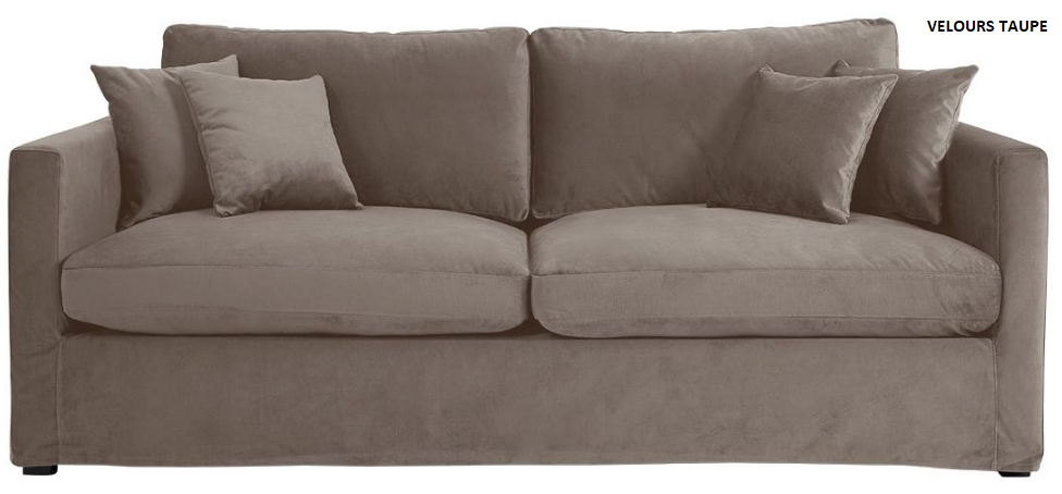 canapé-velours-taupe-215-cm