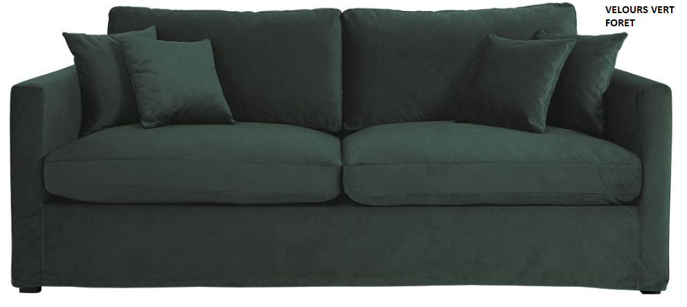 canapé-droit-velours-vert-forêt-215-cm