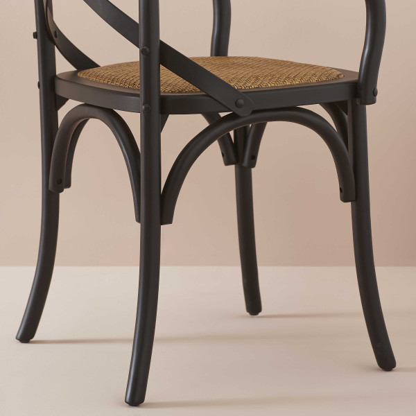 fauteuil-bistrot-bois-noir-assise-tressée