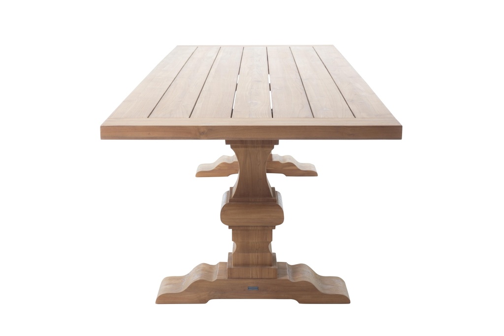 table-teck-massif-pieds-classiques-flamant