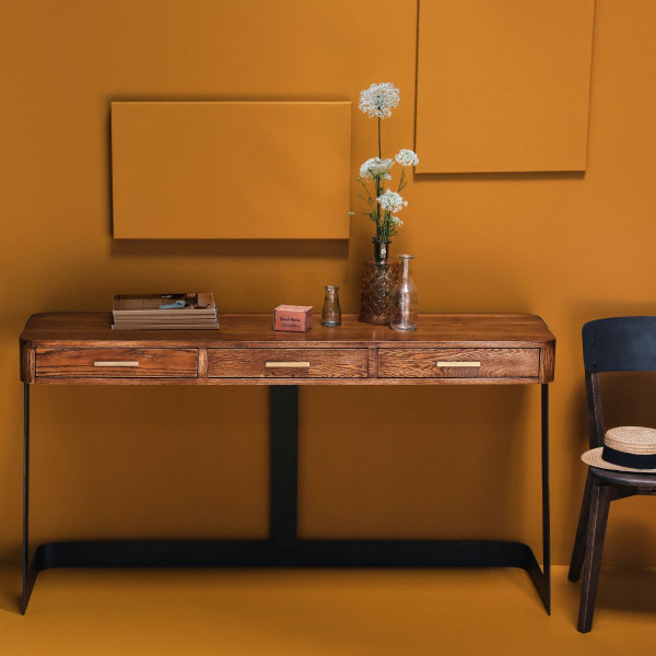 console-bois-metal-chene-fonce-design-contemporain