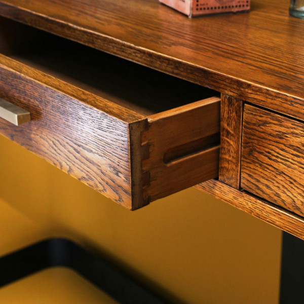 console-metal-noir-bois-massif-style-art-deco