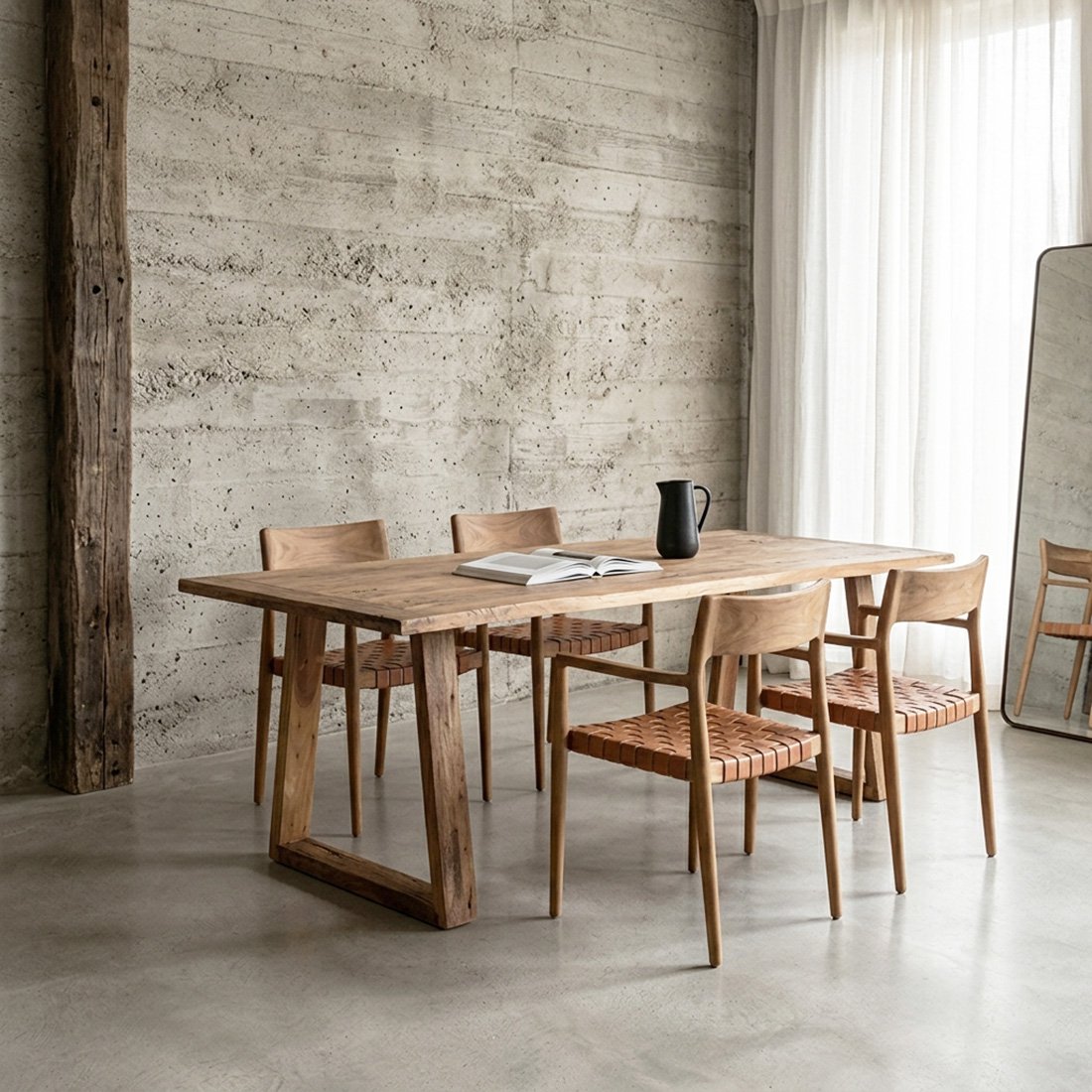 table-repas-bois-recycle-avec-banc-assorti