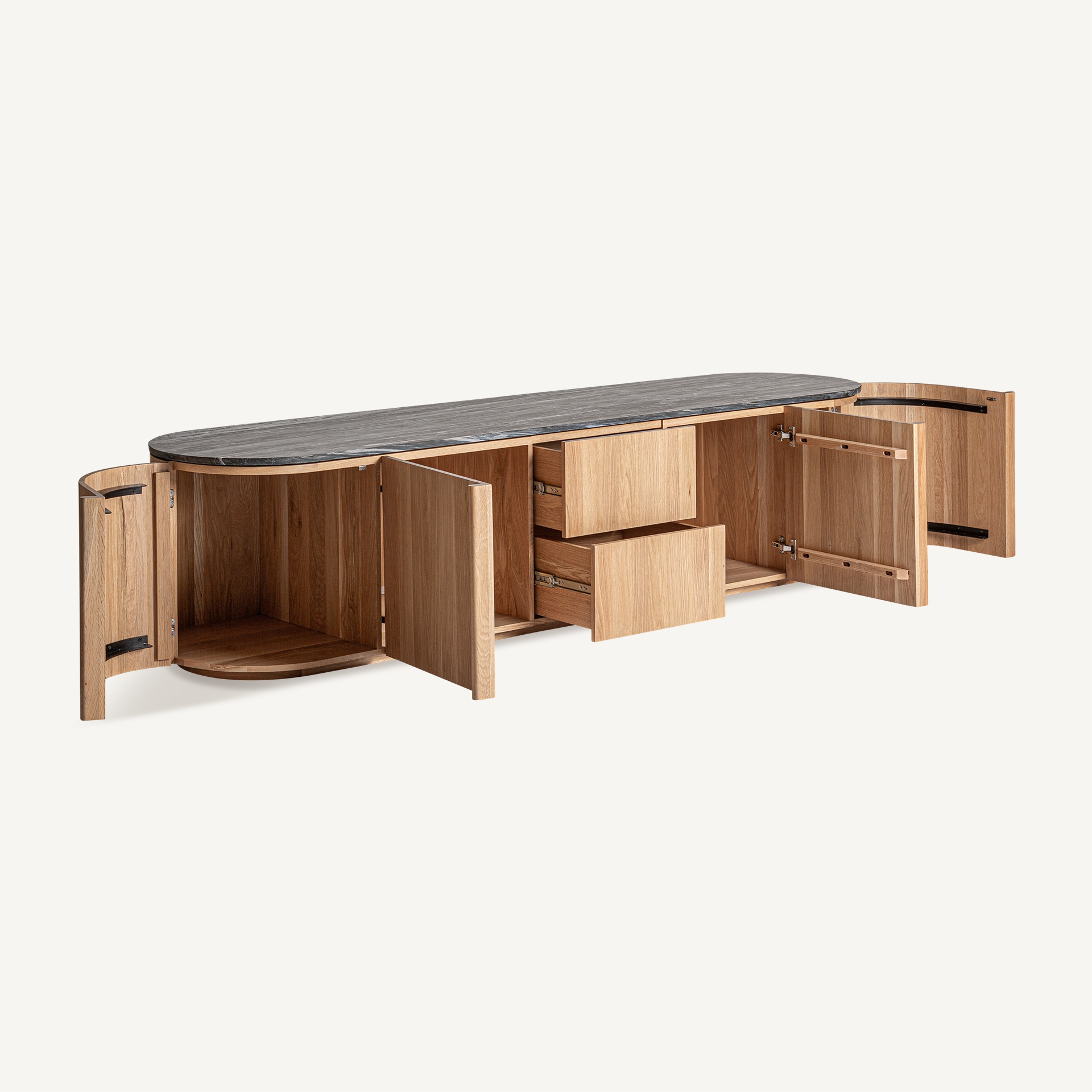 buffet-contemporain-chene-clair-marbre-noir