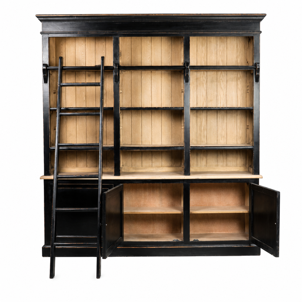 bibliotheque-deux-corps-pin-noir