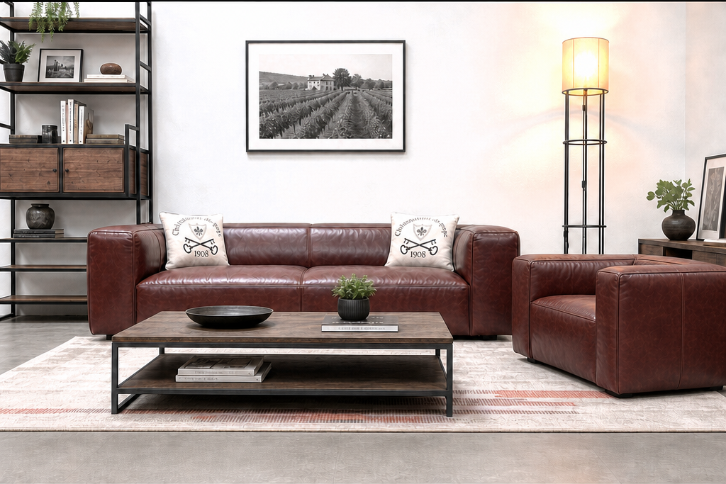 salon-cuir-vintage-canapé-fauteuil-foncé