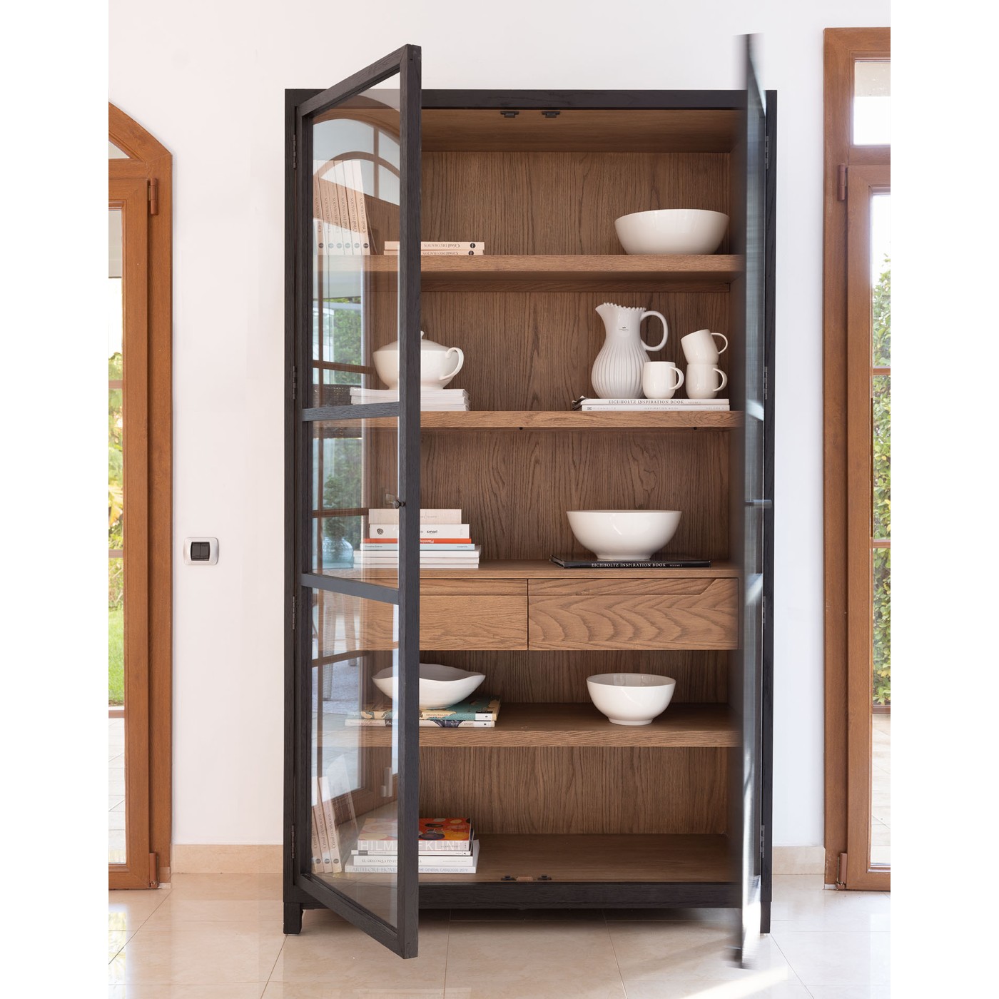 vitrine-chene-naturel-patine-gris-portes-vitrees