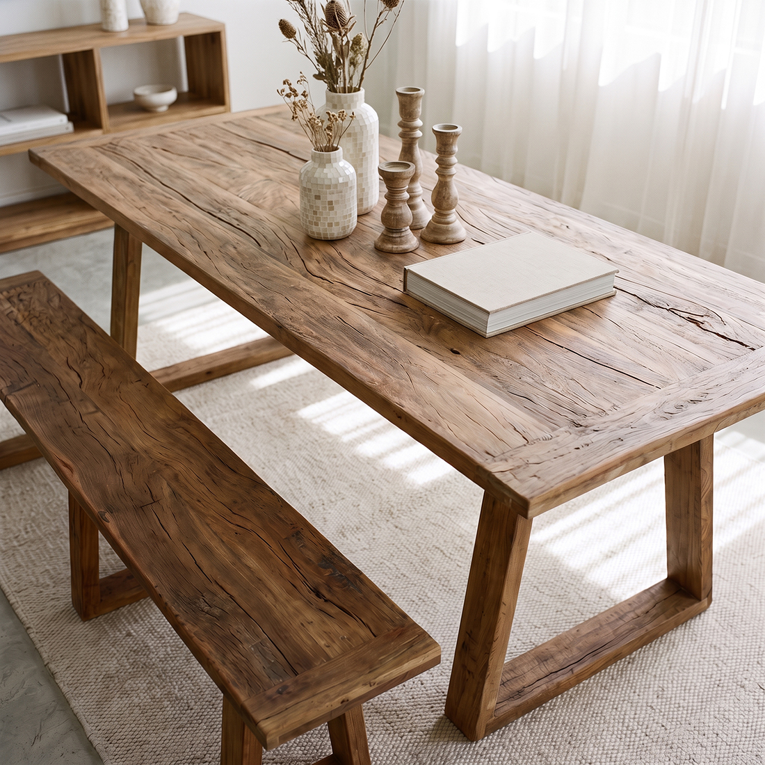 table-à-manger-rustique-avec-banc