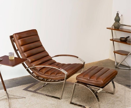 fauteuil-repos-cuir-marron-et-inox
