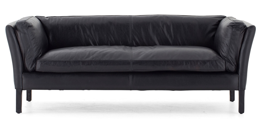 Canapé en cuir noir Bellamy 2.5 places sur pieds - L 182 cm