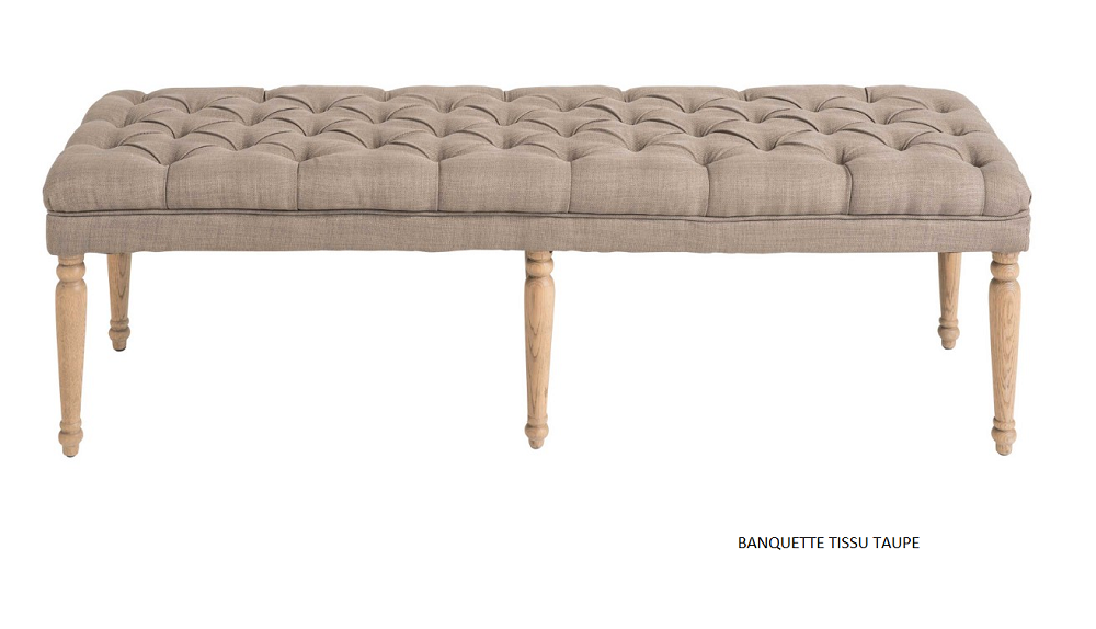 Pied de lit en bois de chêne et tissu - Style Louis XVI L 149 cm - 3 coloris