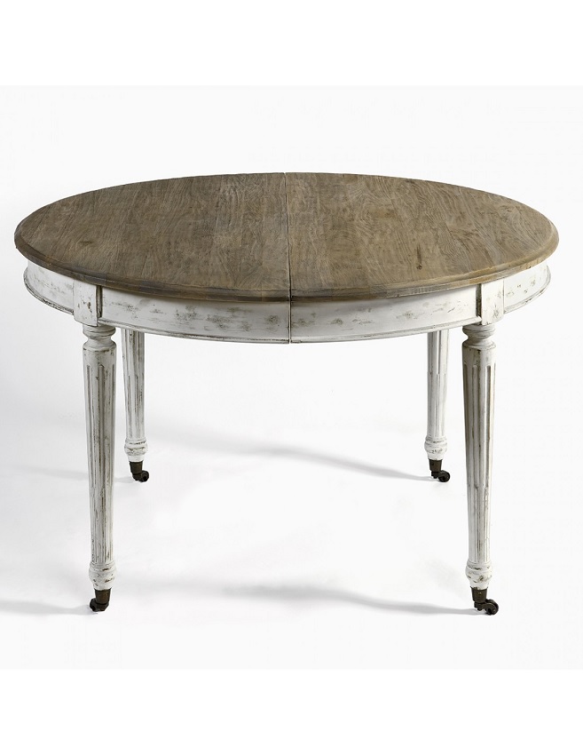 Table à manger extensible en bois massif grisé - L 125 à 325 cm