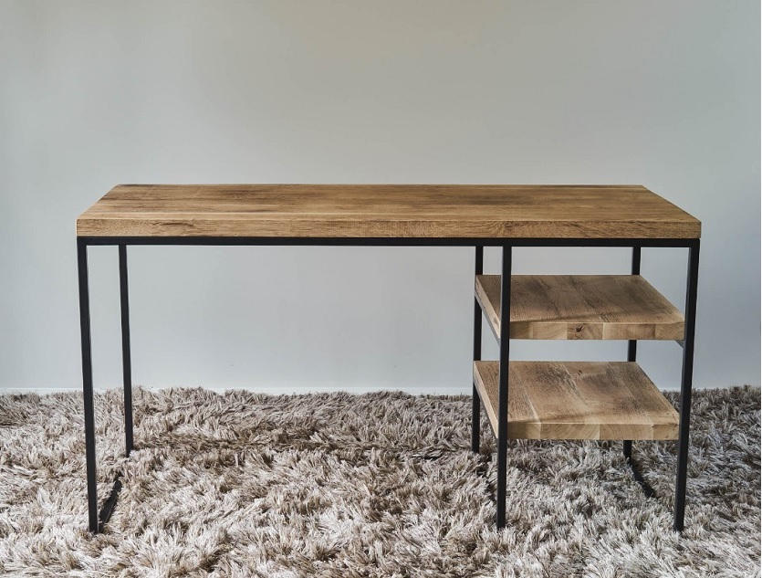 bureau_chene_metal_2_etageres