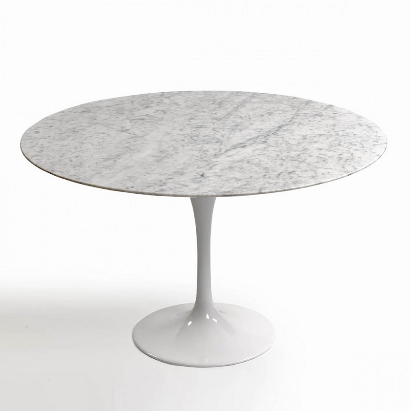 Table Ronde Tulip Marbre Blanc Carrare | 120 cm à 200 cm