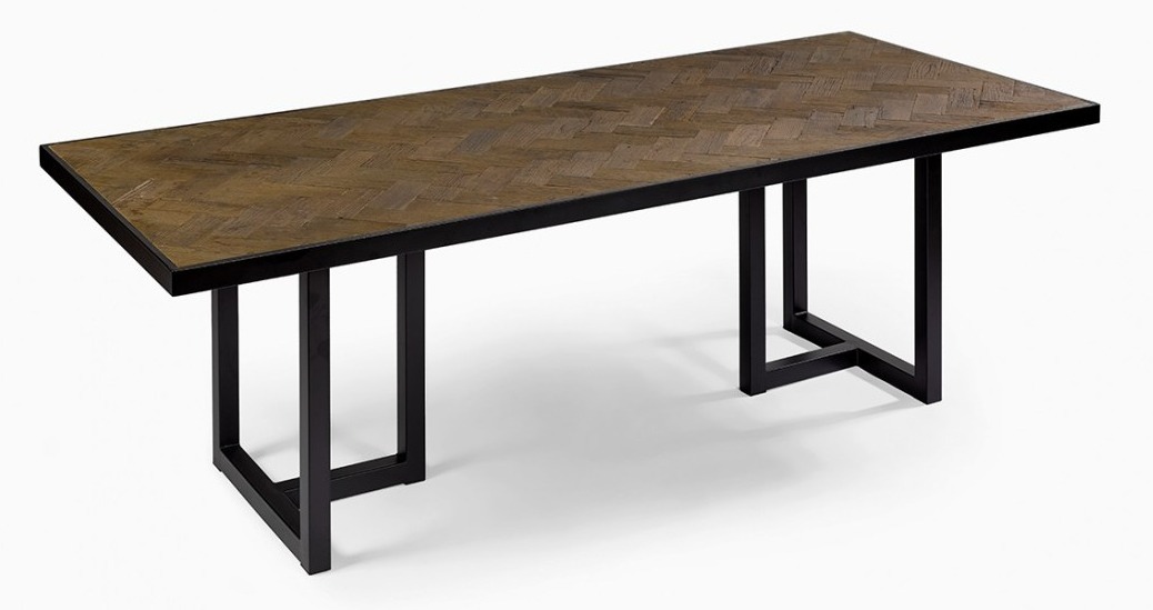 Table à Diner Plateau en Chêne à Motif Chevrons 240 cm