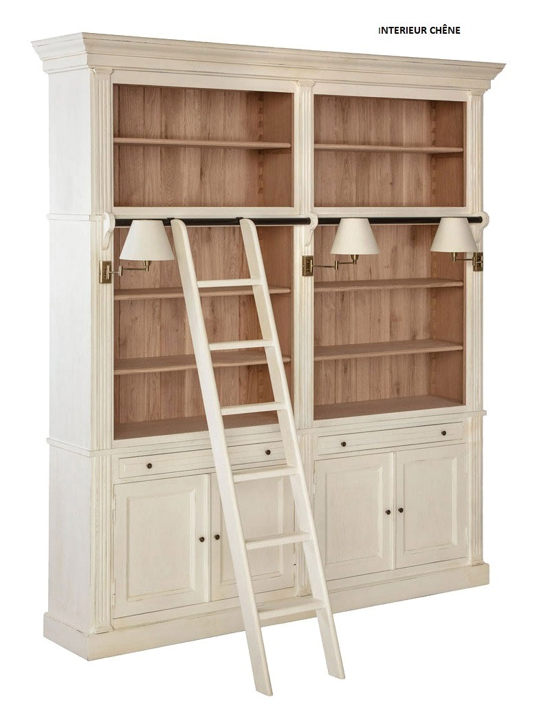 bibliothèque-rustique-blanche-intérieur-bois