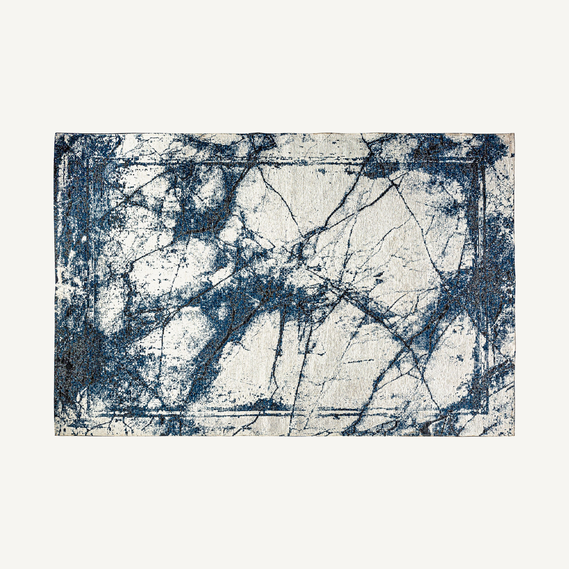 Tapis effet pierre marbre fissuré - nuances de bleu- 300 x 200cm