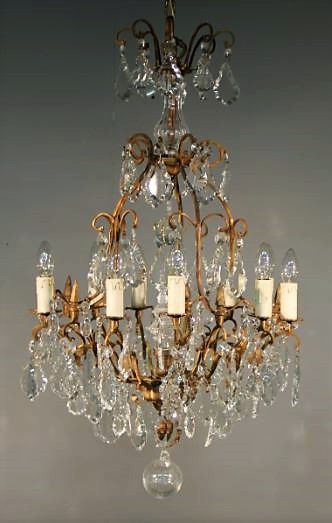 lustre-doré-baroque-laiton-cristal-10-ampoules