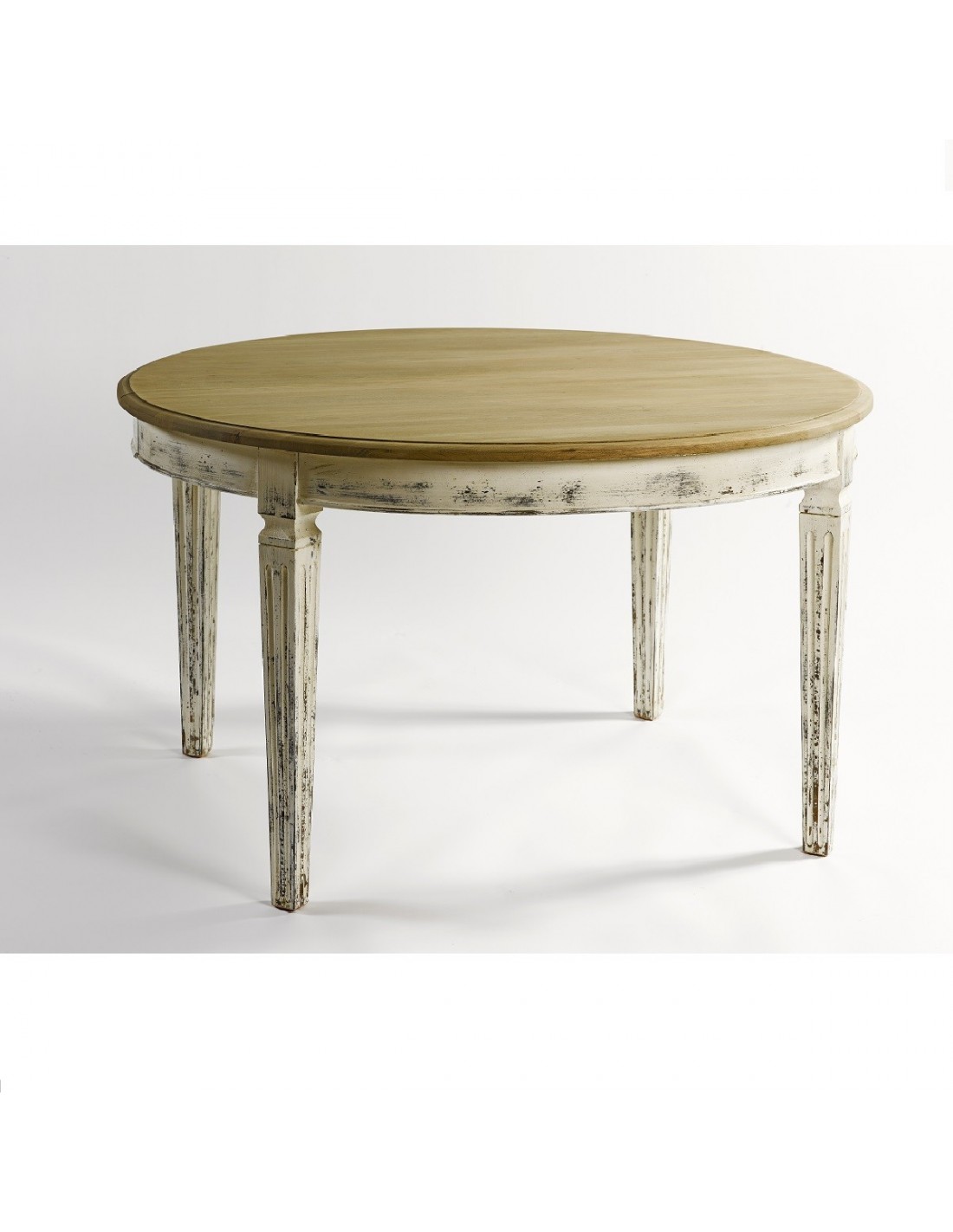 Table ronde extensible en Chêne massif style Louis XVI