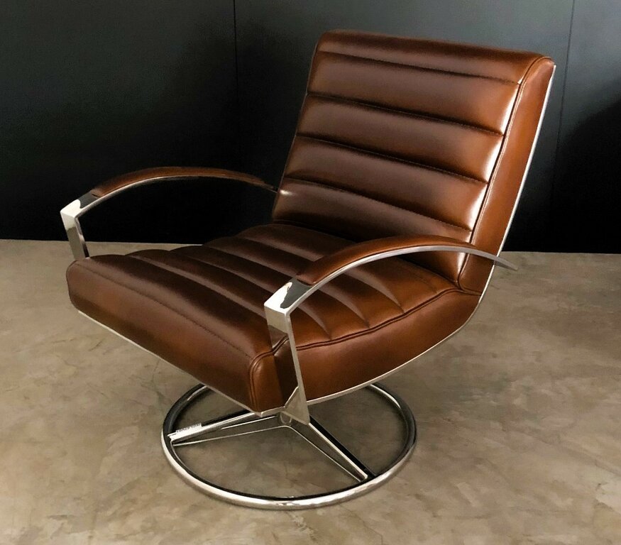 Fauteuil Vintage Pivotant En Cuir Repose pied En Option Villa Demeure