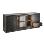 buffet-meuble-de-metier-pin-noir-verre-200-cm