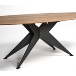 table-ovale-chêne-métal-noir
