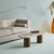 Table basse design luxe en marbre blanc et acacia massif