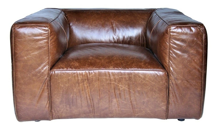 Fauteuil de salon vidaXL Fauteuil Cube Pieds Chromés Similicuir Marron