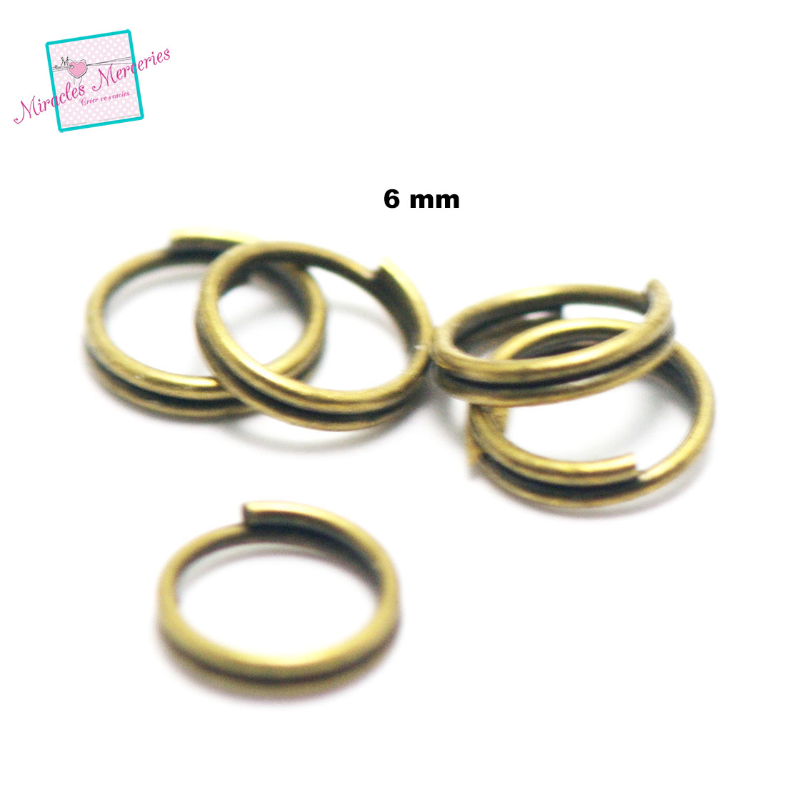 50 anneaux fermés doublés 6 mm, bronze