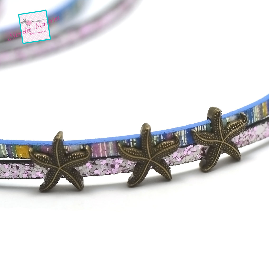 10 perles passantes/slides pour lanière cuir 008b étoile de mer,bronze
