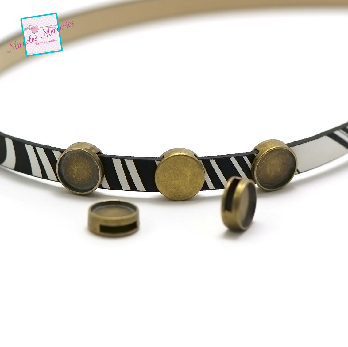 10 Perles passantes pour lanière cuir doré
