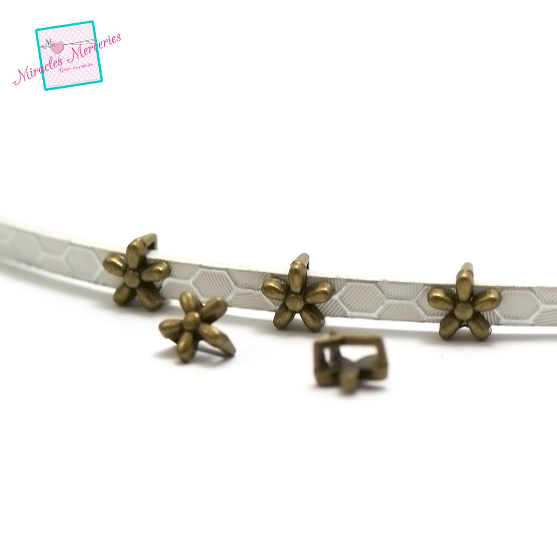20 perles passantes pour lanière cuir 025 fleur étoile 8x8x5 mm,bronze