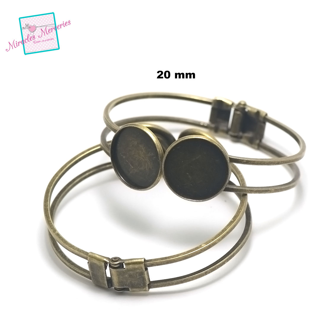 1 bracelet supports cabochon double ronde 20 mm,bronze