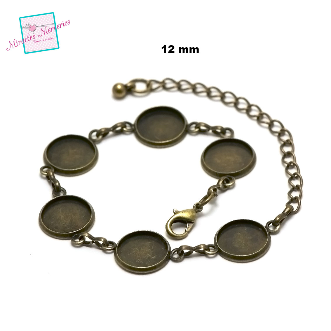 1 bracelet supports cabochon quintuple ronde 12 mm ,bronze