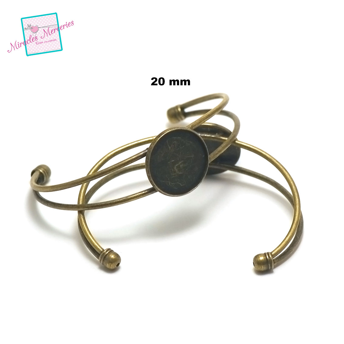 1 bracelet supports cabochon ronde 20 mm ,bronze