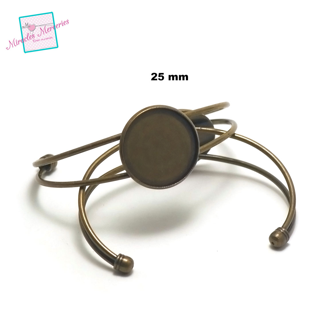 1 bracelet supports cabochon ronde 25 mm ,bronze