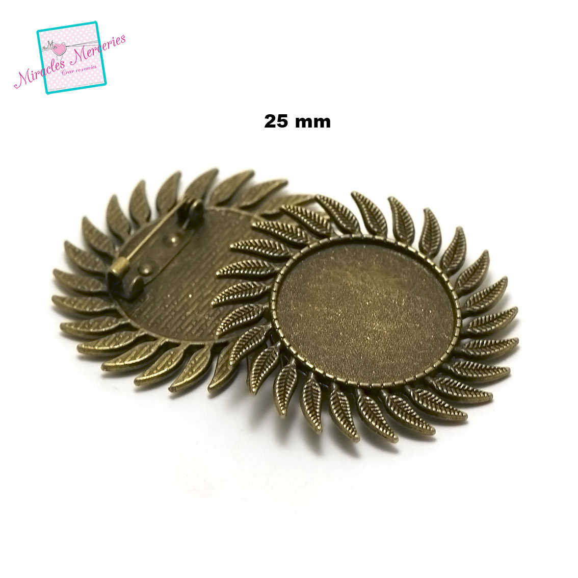 1 broches support cabochon 005 ronde 25 mm,bronze