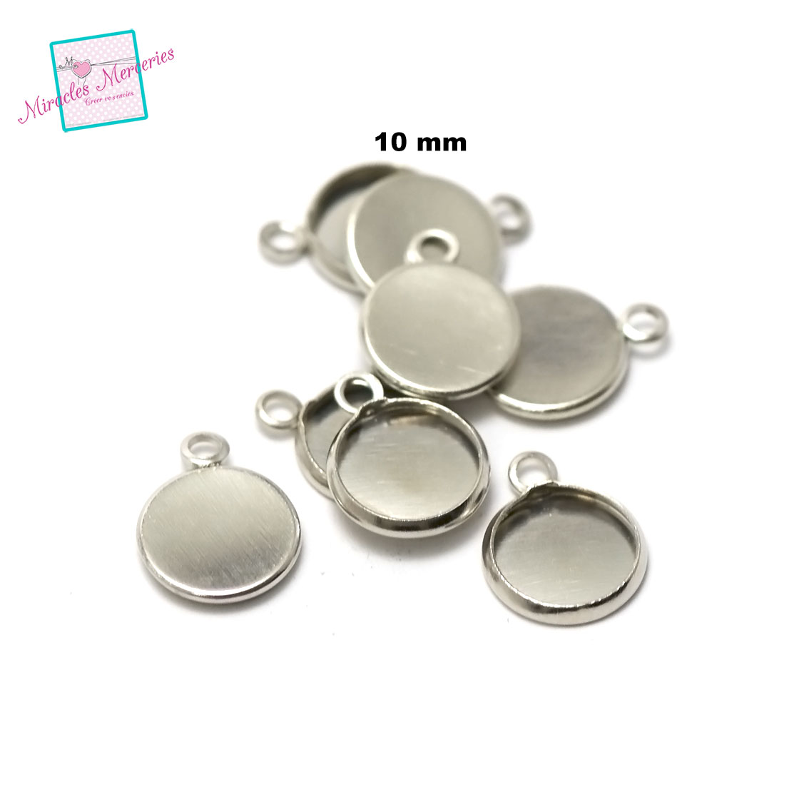 10 supports cabochon pendentif ronde 10 mm,argenté