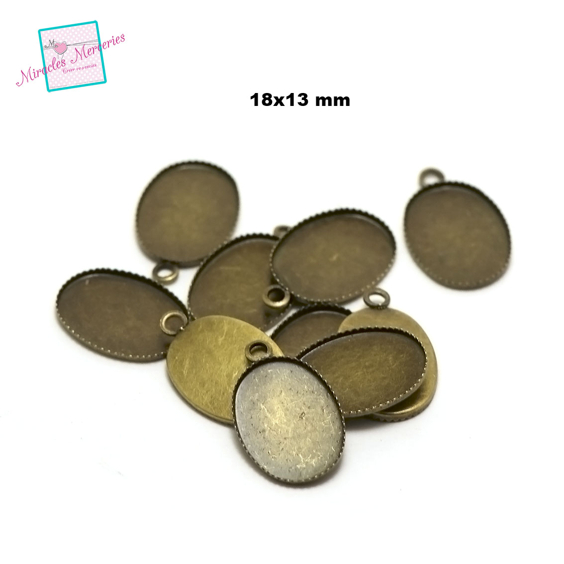 10 supports cabochon pendentif ovale 18x13 mm, bronze