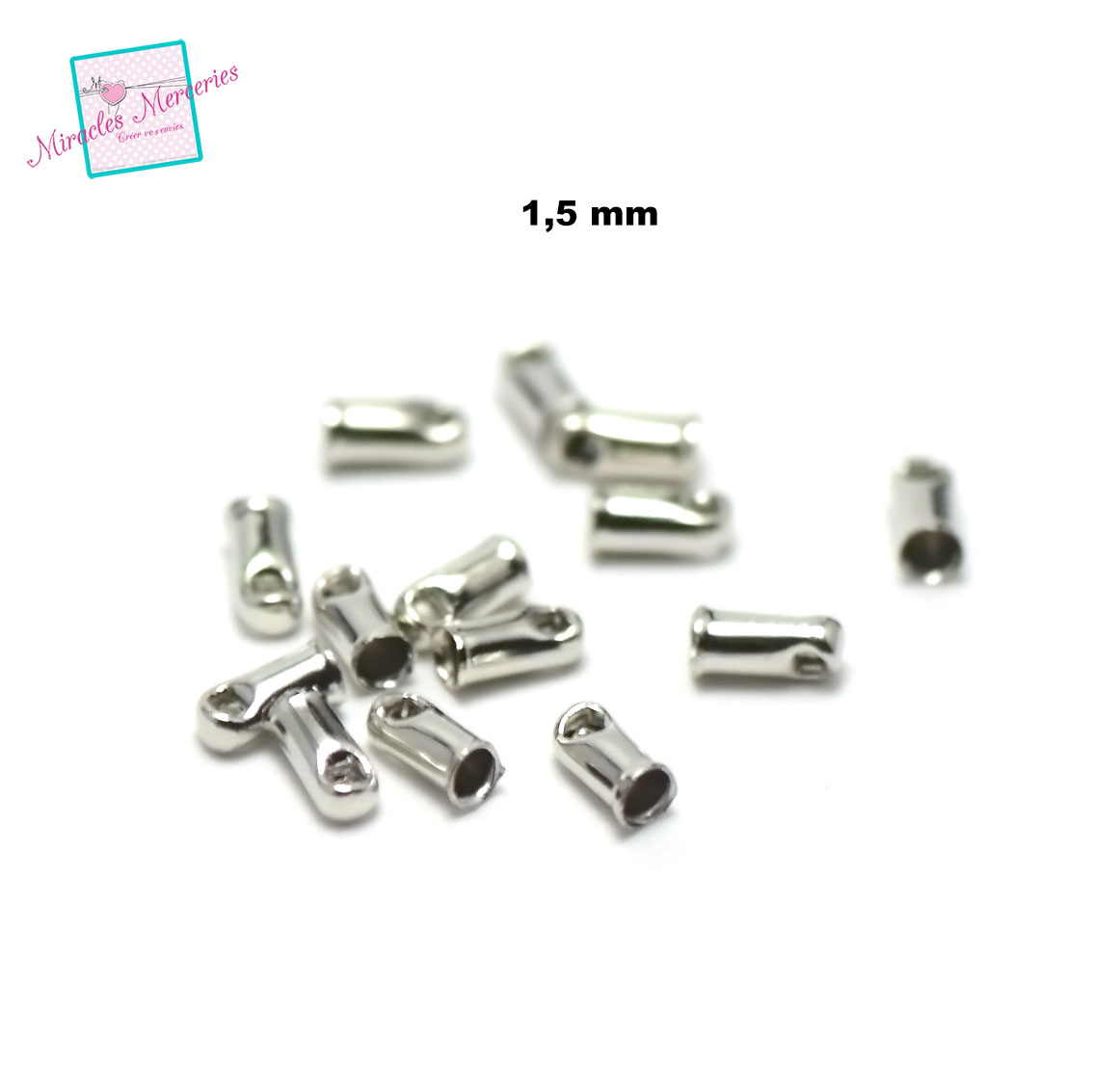 100 embouts pour cordon 1.5mm, argenté