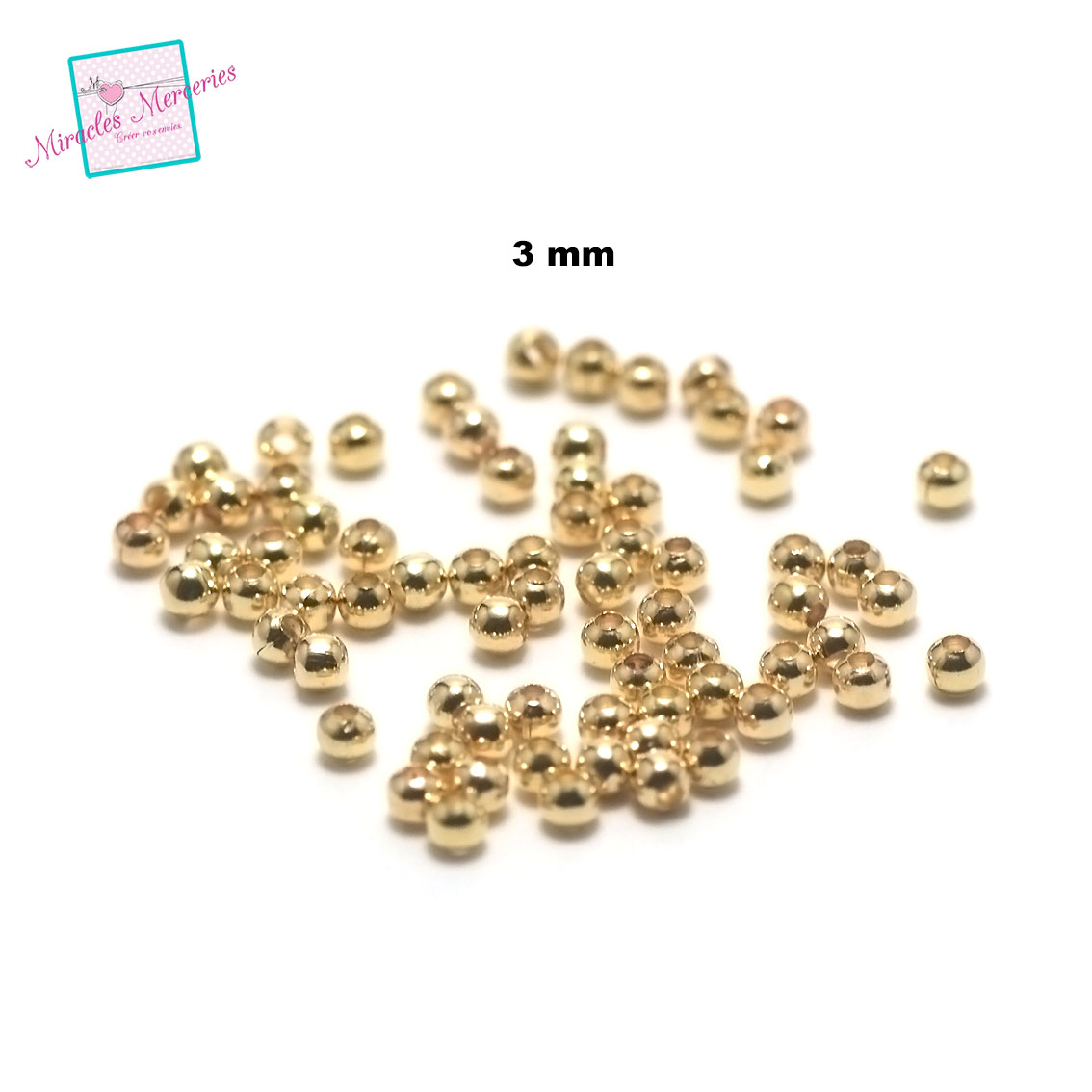 100 petites perles rondes intercalaires 3mm, doré