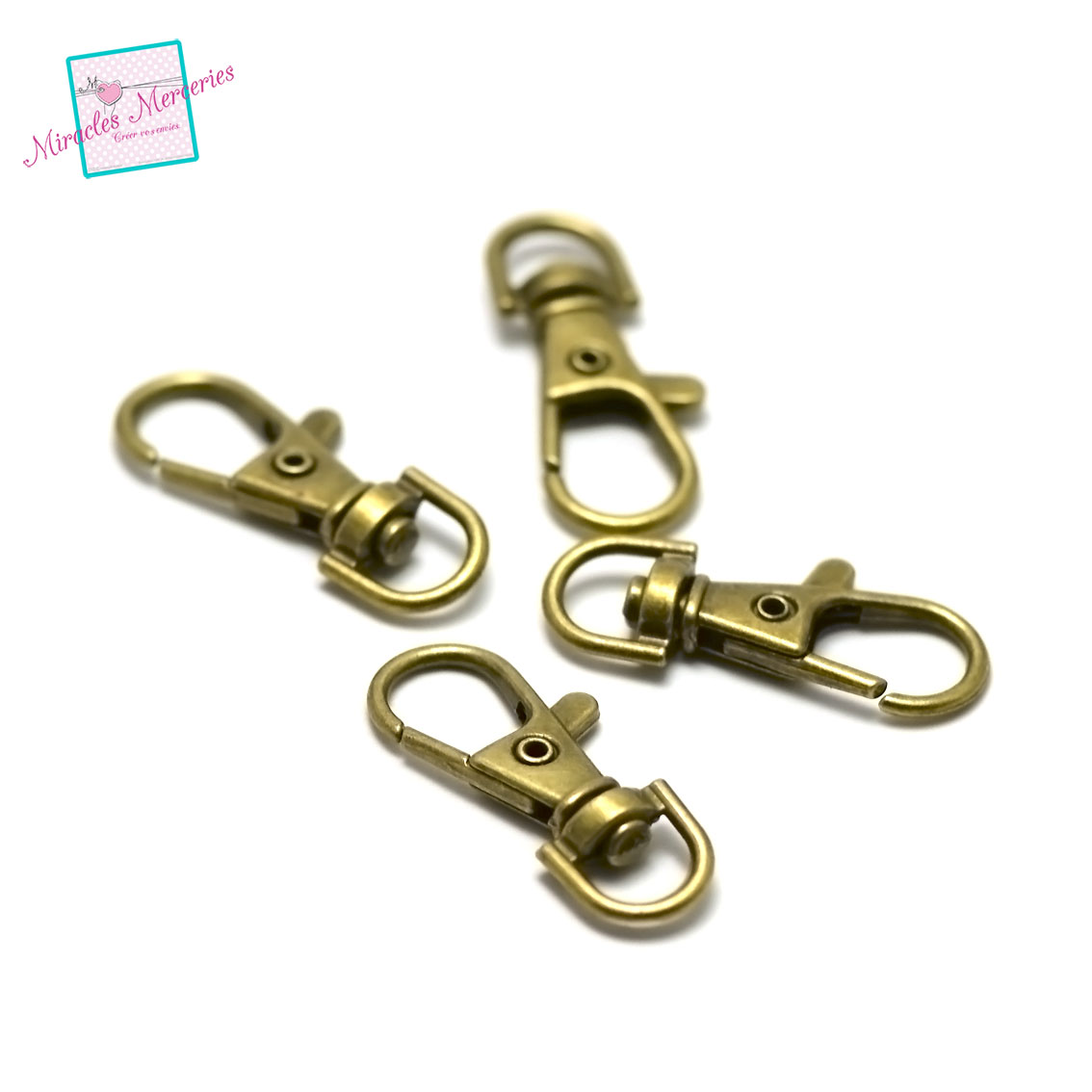 Crochet mousqueton bronze en métal pour porte clefs