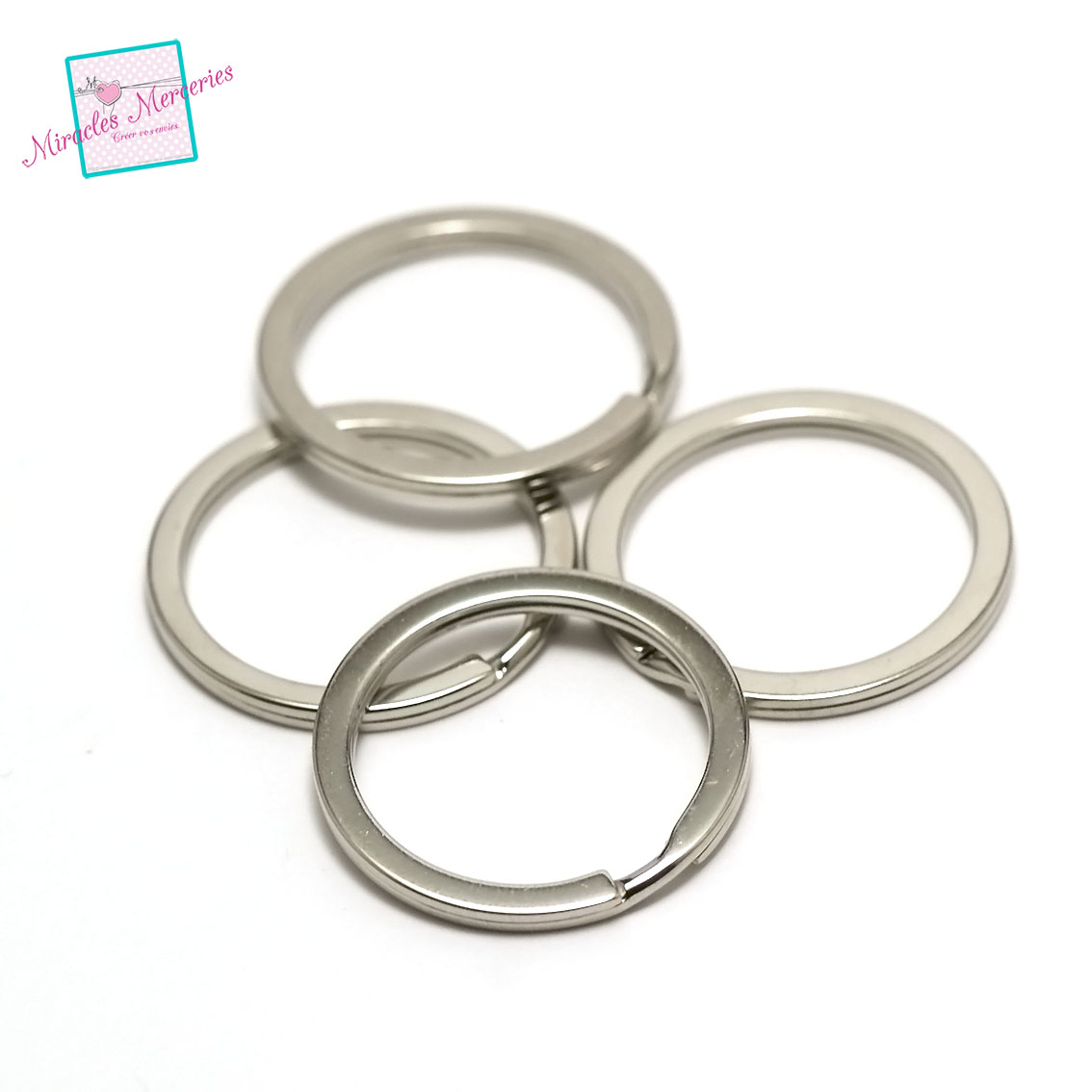 8 anneaux porte-clé anneaux rond,30x3mm, métal ,argenté