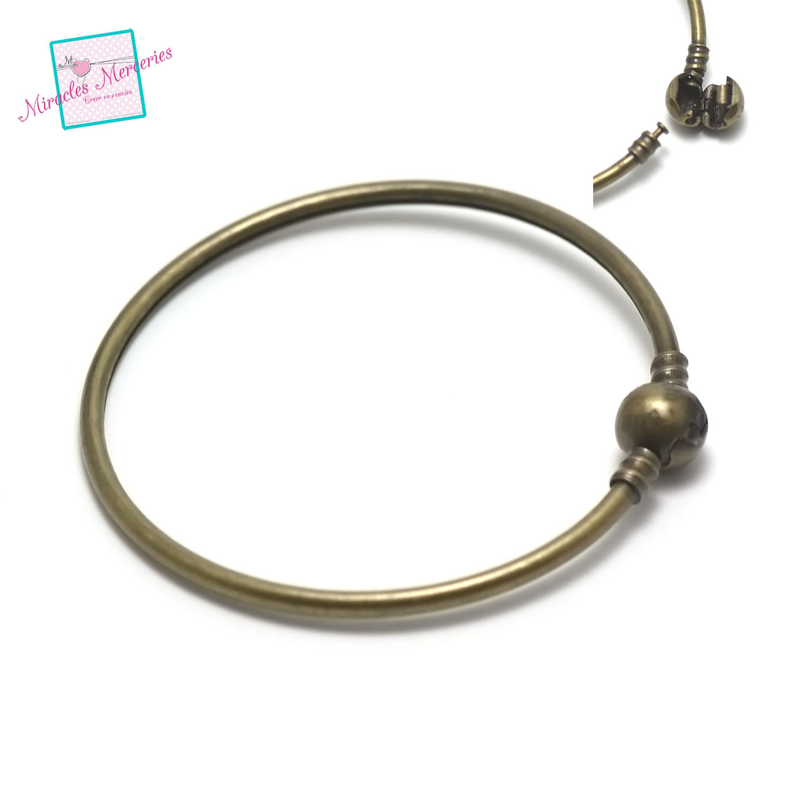 1 bracelet jonc avec fermeture clip n°2, bronze