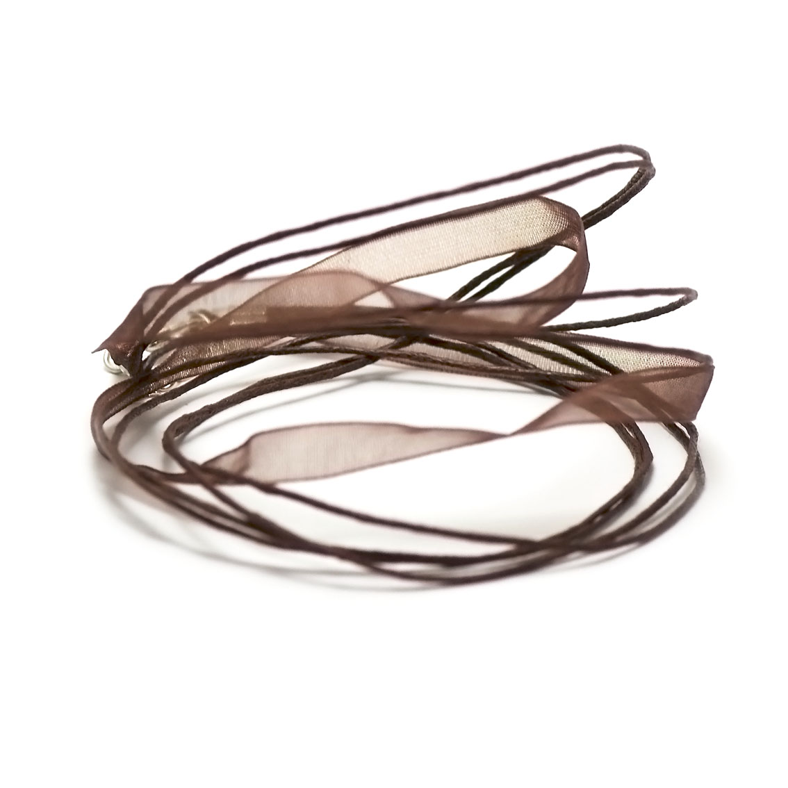 Lot De 10 Colliers Tours De Cou En Organza Et Coton Marron Chocolat 47 Cm - Neuf