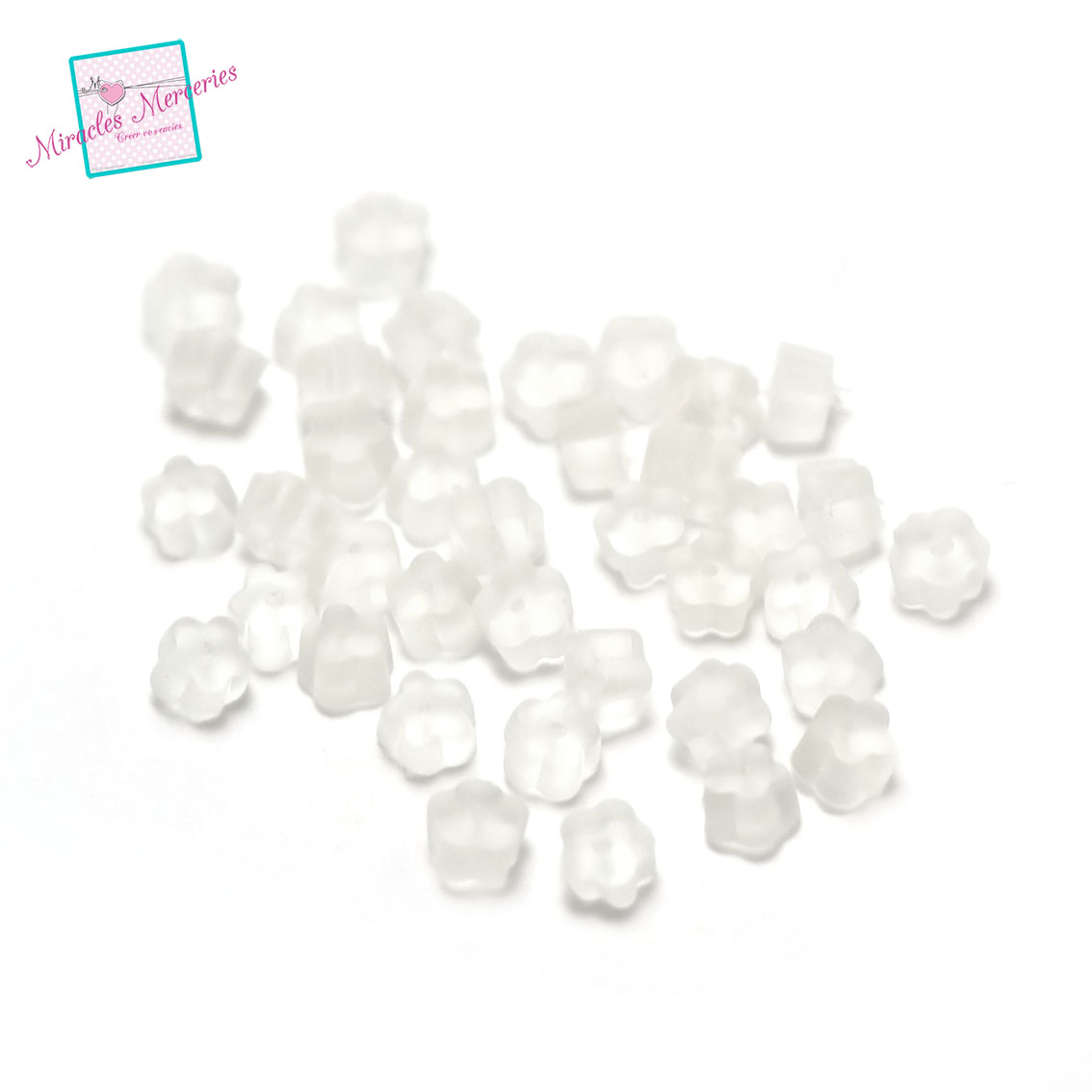 100 poussoirs/embouts fleurs pour boucle d\'oreille, silicone