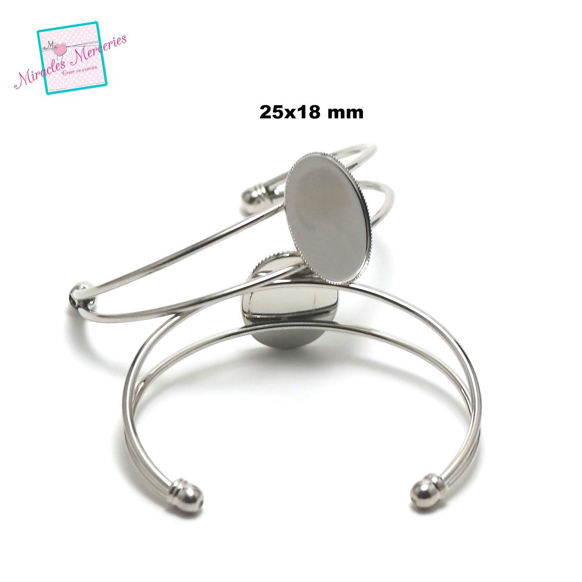 1 bracelet supports cabochon ovale 25x18 mm ,argenté